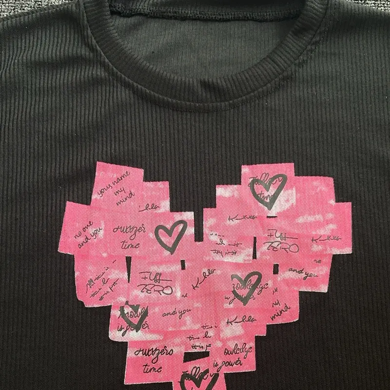KM COLLECTIONN LONGSLEVEE PINK HEART WANITA Crop 3