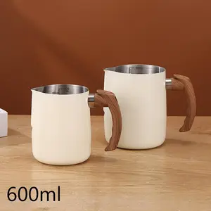LEESEPH Gelas Milk Jug Latte Art Stainless Steel with Scale - LS9 Kayu Susu Kopi