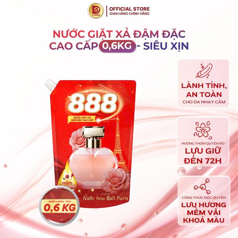 Nước Giặt Xả Siêu Xịn Cao Cấp Best Seller 888 0.6Kg 2Kg 3.2Kg thơm trên từng sợi vải an toàn cho da Giặt cửa Trên cửa Trước và giặt Tay đều được làm bền màu quần áo, dịu nhẹ an toàn cho da nhạy cảm Toppp2