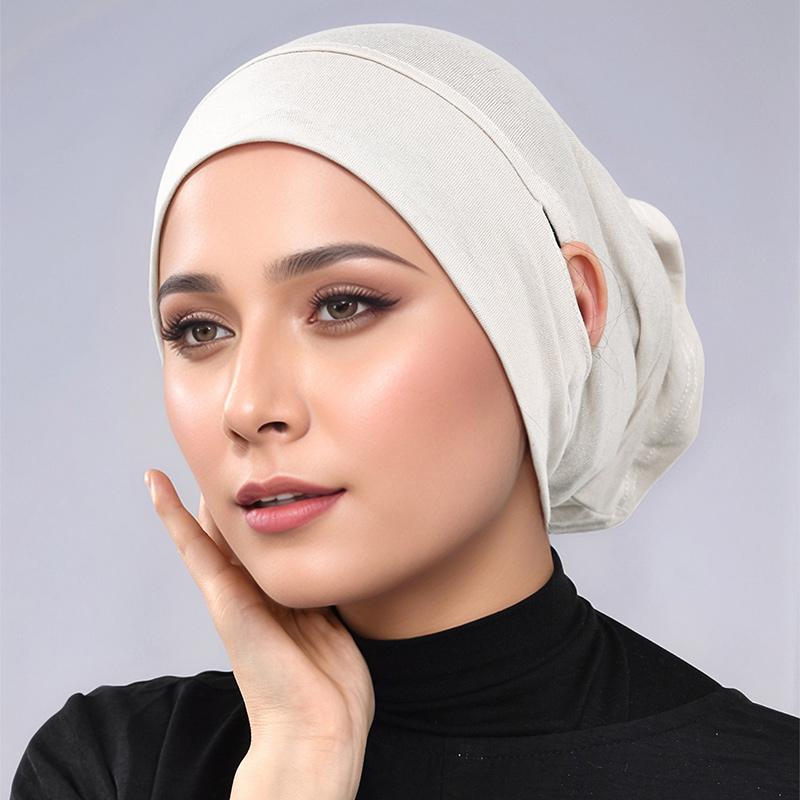 Inner Cap With Ear Piercing Plain Inner Hijab Women Muslim Underscarf ...