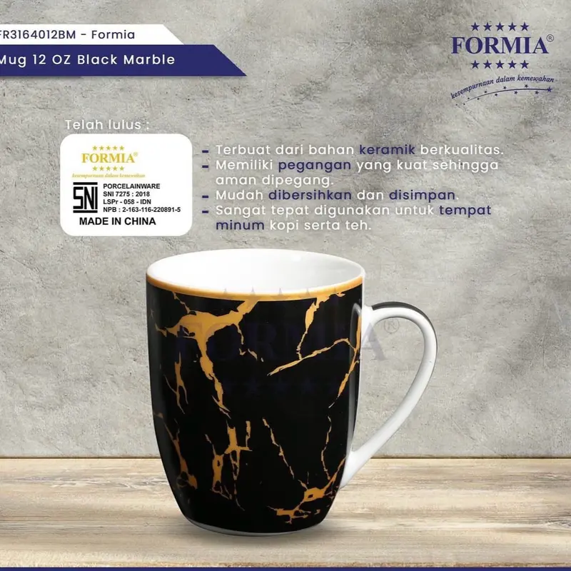 Mug marmer white & black gold 0