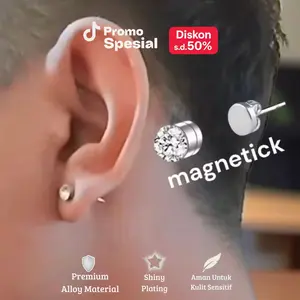 Anting Magnet Permata Zircon Bahan Titanium Anti Karat Pria Wanita Elegan Aksesoris