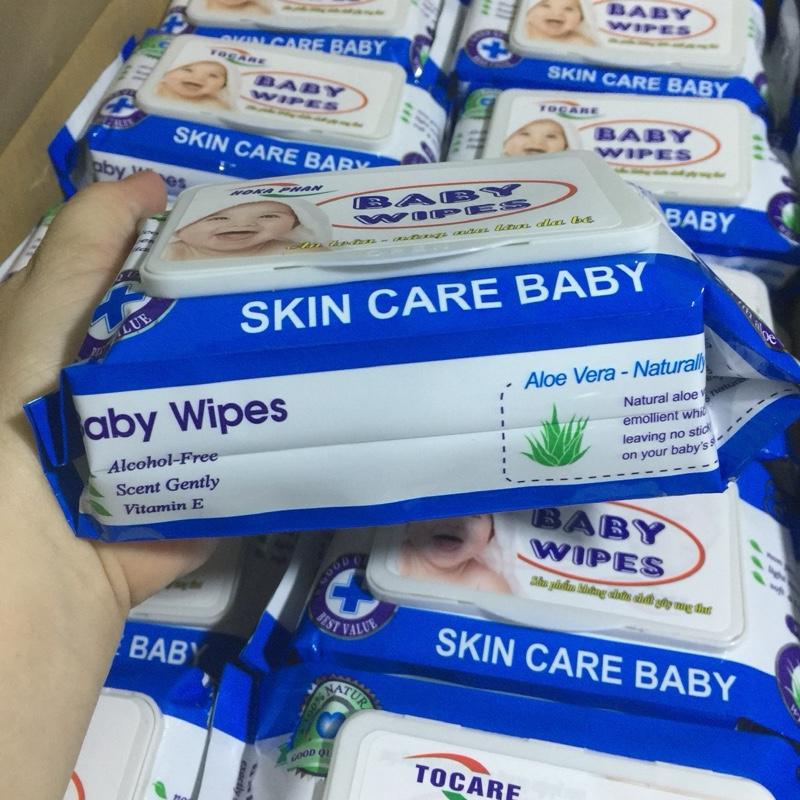 Giá Sỉ combo 10 gói khăn ướt baby wipes 80g vải mềm mịn không mùi an toàn cho bé hsd:2028