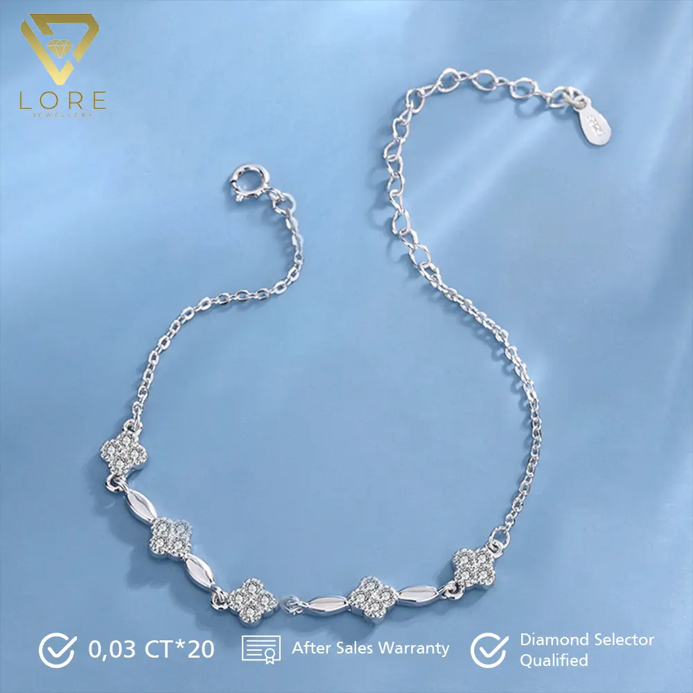 Lore Jewellery - Gelang Moissanite Lapis Emas Putih 18K - Aiyana Silver Moissanite Bracelet 0.6 CT