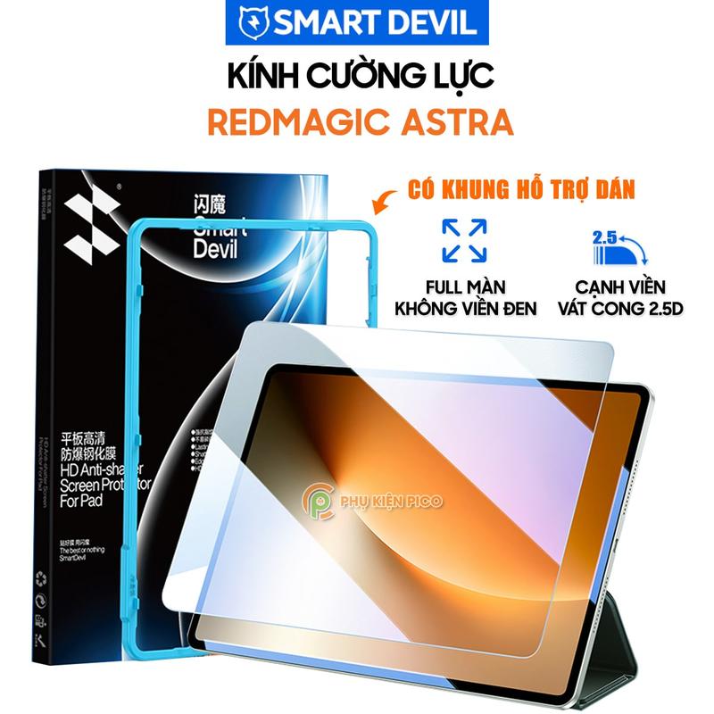 Kính cường lực Smart Devil dùng cho máy tính bảng Redmagic Astra full màn hình trong suốt không viền có khung hỗ trợ dán - Phụ kiện