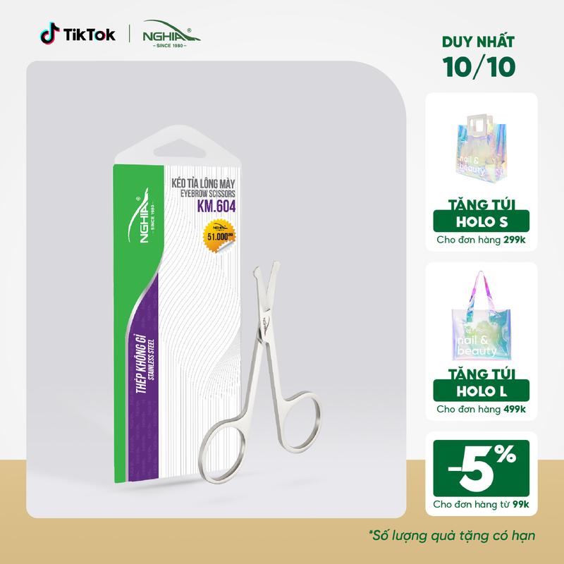 Kéo Cắt Tỉa Lông Mũi Đầu Tròn Thép Không Gỉ KỀM NGHĨA KM.604