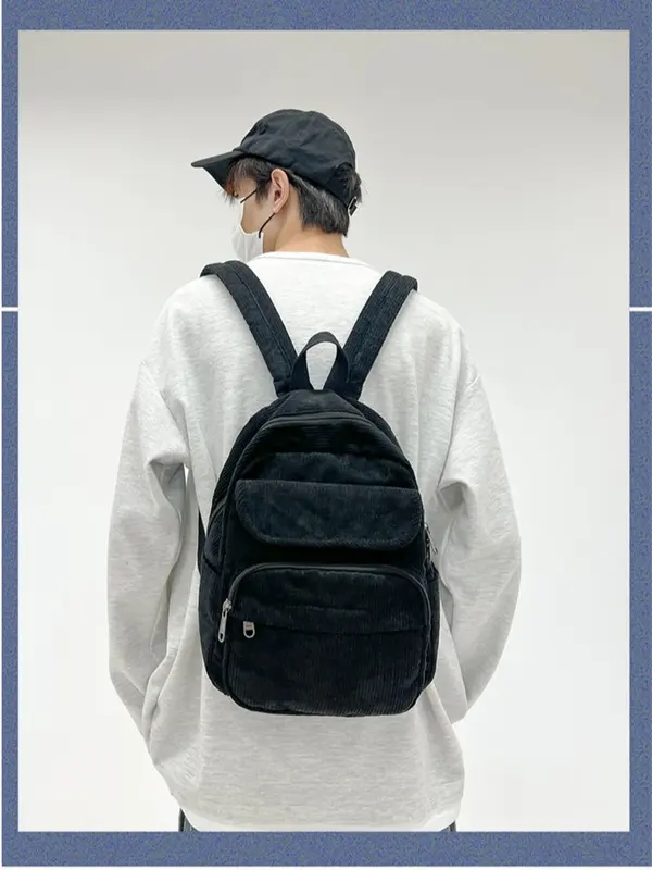 OneBear Tas Ransel Serbaguna Tas Ransel Corduroy multifungsi Wanita Terbaru Backpack Cewek full Korean Style tas ransel sekolah cewek LM23 4