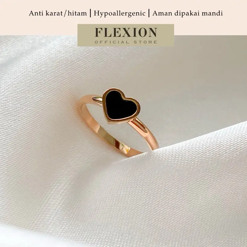 Flexion - Cincin Wanita Anastasya Titanium Anti Karat/Hitam/Luntur - Free Ring Adjuster - Aksesoris dan Perhiasan Fashion Korea Aesthetic Love Ring Rosegold - Stainless Steel 316L - 18K Gold Plated