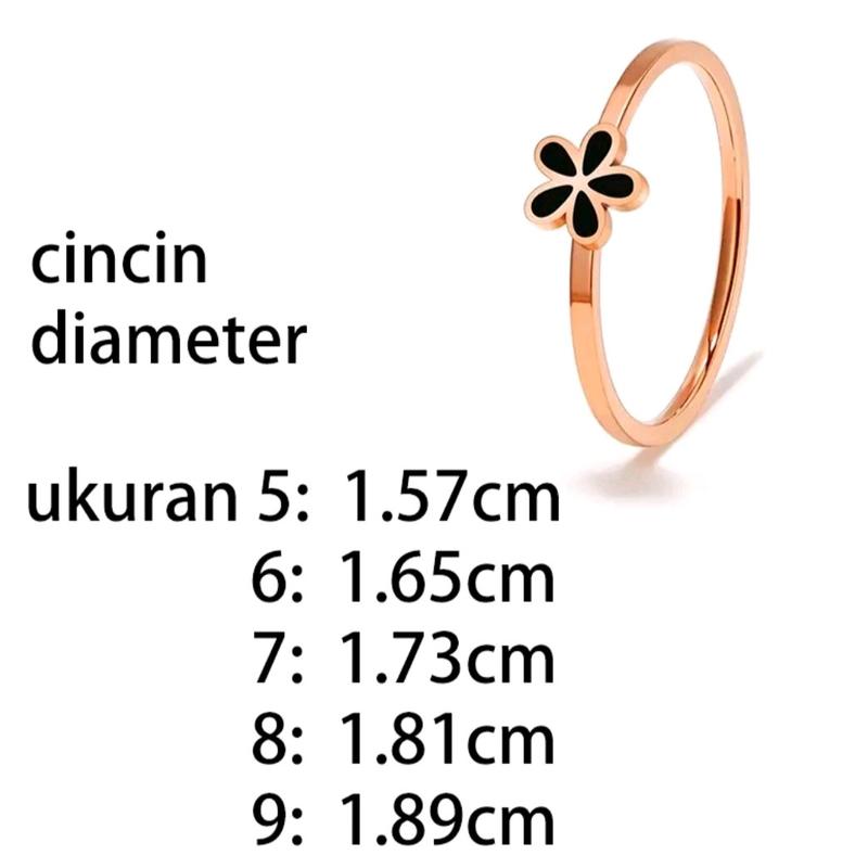 cincin bunga aster kecil warna hitam dan putih cincin manis wanita aksesoris busana rings 4