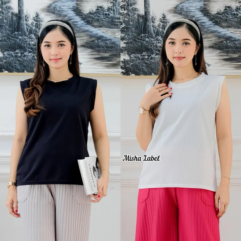 (PREMIUM) Inner Tanpa Lengan Bahan Knit Mango Premium By Misha Label 0