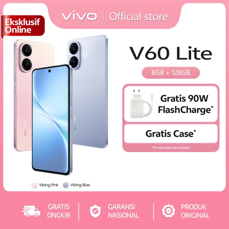 [ONLINE EXCLUSIVE] vivo V60 Lite 4G (8/128) 50MP Sony Camera, 6500 mAh + 90W FlashCharge, Bypass Charging, AI Four-Seasons, SGS 5-Star Drop Resistance