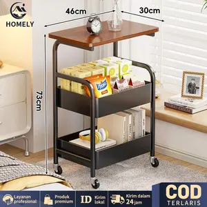 COD Homely Rak Multifungsi 3 Lantai, Dapat Dipindahkan dengan Roda, Penyimpanan Ringkas untuk Dapur, Kamar Tidur, dan Kamar Mandi