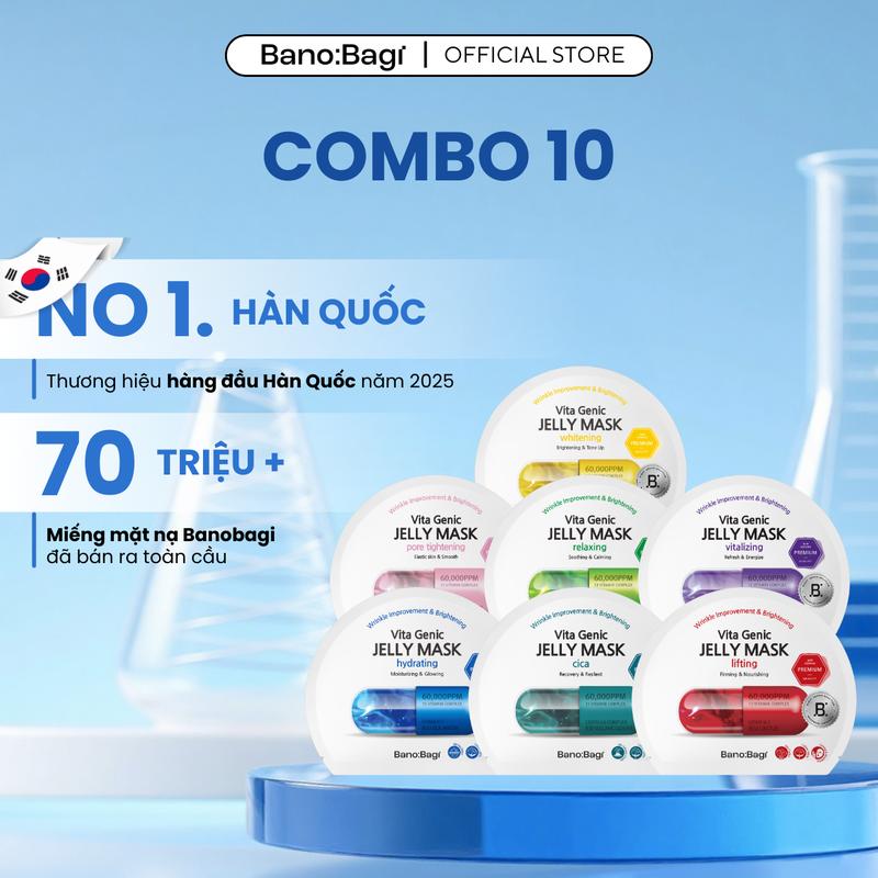 COMBO 10 Miếng Mặt Nạ BANOBAGI Vita Genic Jelly Mask Dưỡng Da Phù Hợp Cho Mọi Loại Da 300ml