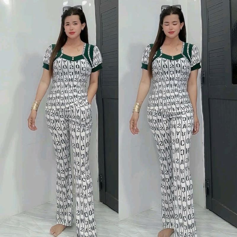 Đồ bộ nữ mặc nhà quần ống bass thun ati size 48 đến 78kg _Tâm Đan 1