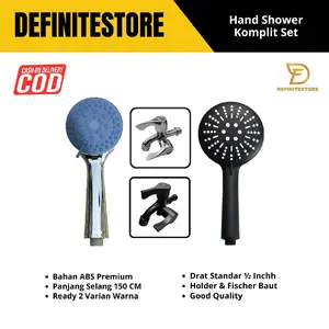 Hand Shower Shower Kamar Mandi Shower Set Shower Mandi Kran Set Rain Shower Chrome Bulat ABS Premium 1/2 inch Kran Air head kepala Selang showernya full Keran