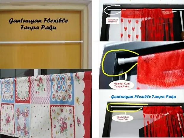 Tiang Gorden Tirai Gantungan Baju Handuk Kamar Mandi Jendela Pintu Acc Jemuran Shower Horden Tanpa Bor Paku