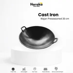 Wajan Baja Cor Cast Iron Pre Seasoned 35 cm