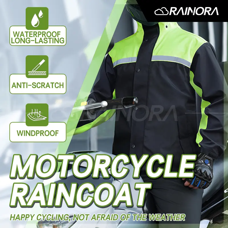 Motorcycle Two-Piece Raincoat and Pants Set Full-Length Waterproof Suit for Motorbike and Delivery Riders