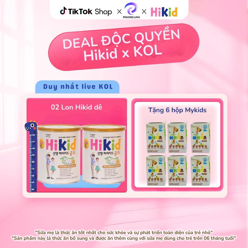 [KOL  x Hikid - Tặng 6 hộp Mykids] Combo 2 Lon Sữa HIKID Dê Bổ Sung Canxi Giúp Phát Triển Chiều Cao Cho Bé Hộp 650gr