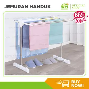 WORLDHOME - Jemuran Baju Lipat Multifungsi Stainless Steel Kokoh Dan Minimalis [01]