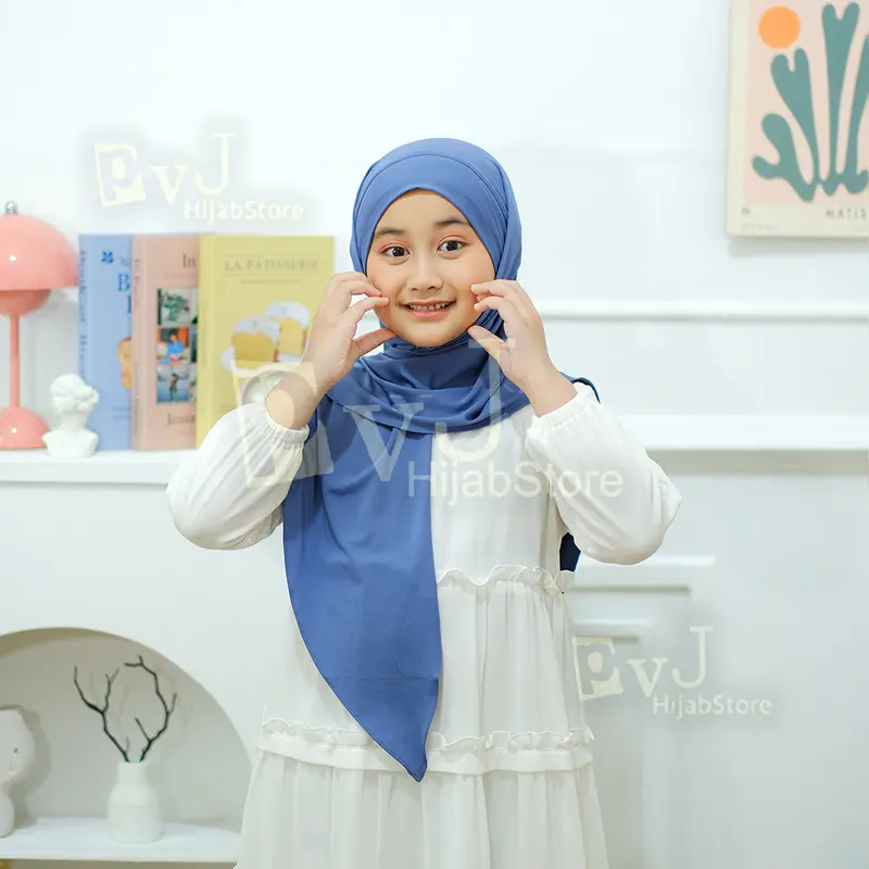 Hijab Anak Segitiga Malay jr Jersey | Jilbab Segitiga Tali Malay Inner Bando | Kerudung Anak sekolah 5-12 thn 6