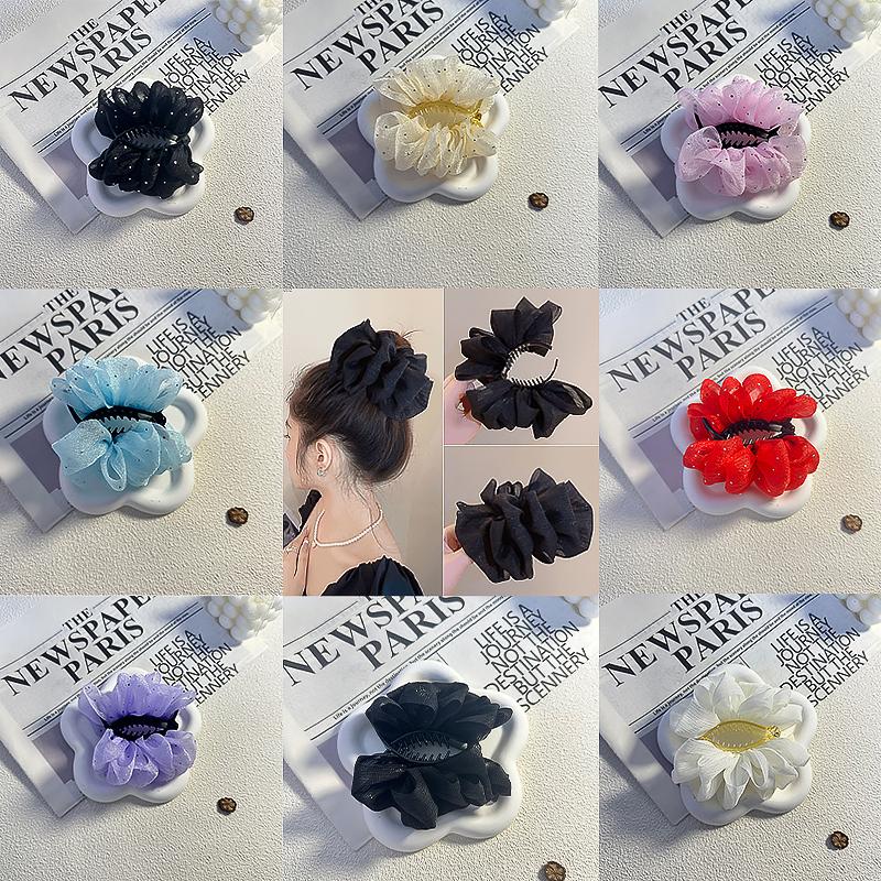 8cm Kẹp tóc lưới bong bóng khí chất thanh lịch cho nữ phong cách Hàn Quốc kẹp tóc bóng thời trang cho cô gái phía sau đầu kẹp tóc phụ kiện tóc 2