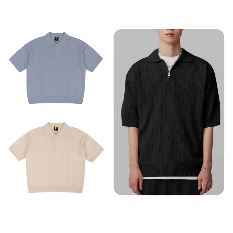 Áo polo cộc tay len Louis Jack Lane, Áo polo chất liệu vải len lông thỏ