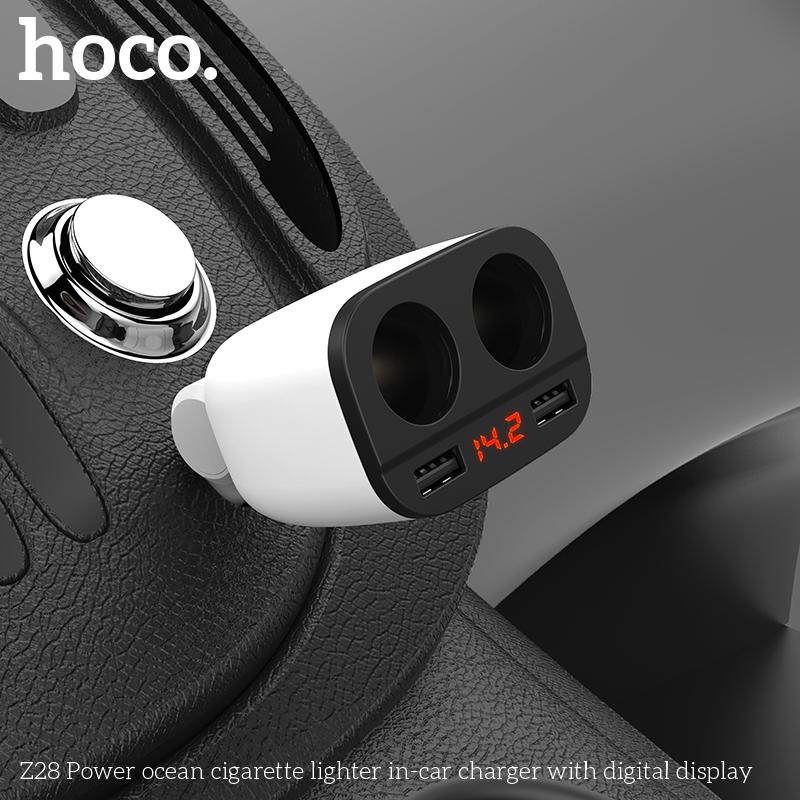 Tẩu Sạc HOCO Z28, 2 Cổng tẩu sạc, 2 Cổng USB, 3.1A, Đèn LED Hiển Thị Dòng Điện, Phụ kiện sạc điện thoại, cam hành trình, máy phun sương, lọc không khí trên ô tô 5