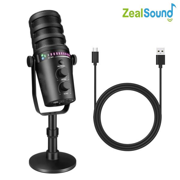 Micro động, Micro podcast XLR / USB, với chân đế để bàn, Nút tắt tiếng, giắc cắm tai nghe, núm tăng và điều khiển âm lượng, Micro chơi game lý tưởng cho podcasting, ghi âm, phát sóng Trực Tiếp Trực Tiếp, giọng nói qua 1