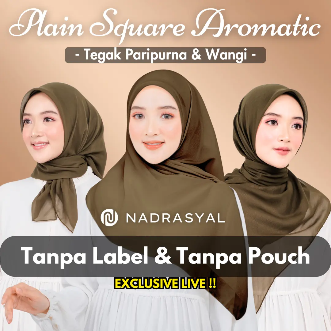NADRASYAL - EXCLUSIVE Plain Square Hijab Segiempat Polycotton Hijab Persegi Wangi Bella (TANPA LABEL) Muslim Kerudung Basic