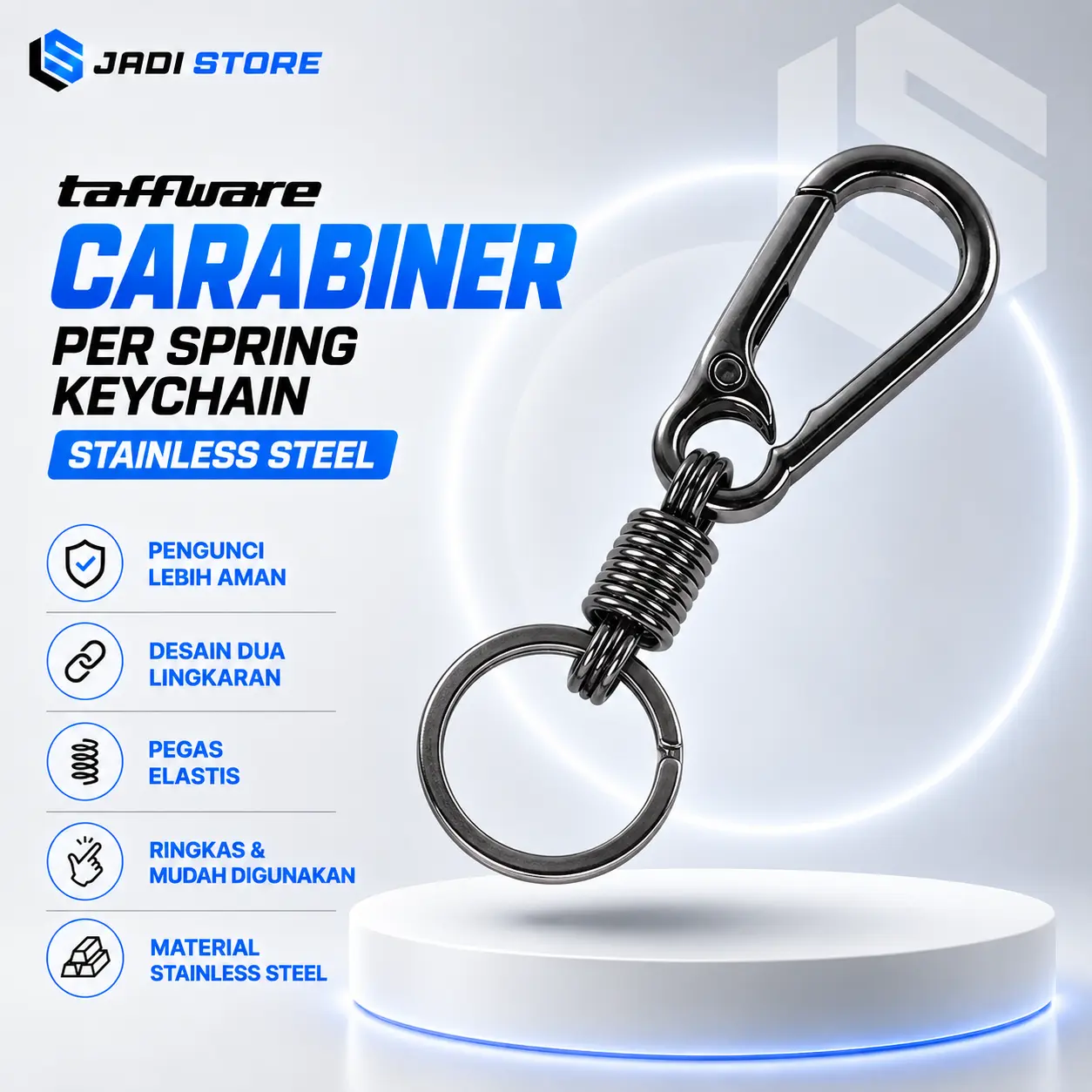 Ourpgone Carabiner Keychain LC 111 Gantungan Kunci Sepeda Motor Mobil Aluminium Stainless Steel dengan Per Spring Karabiner untuk Tas Celana Outdoor Desain Kuat Ringan Praktis Anti Karat Tahan Lama Multifungsi Unik Modern