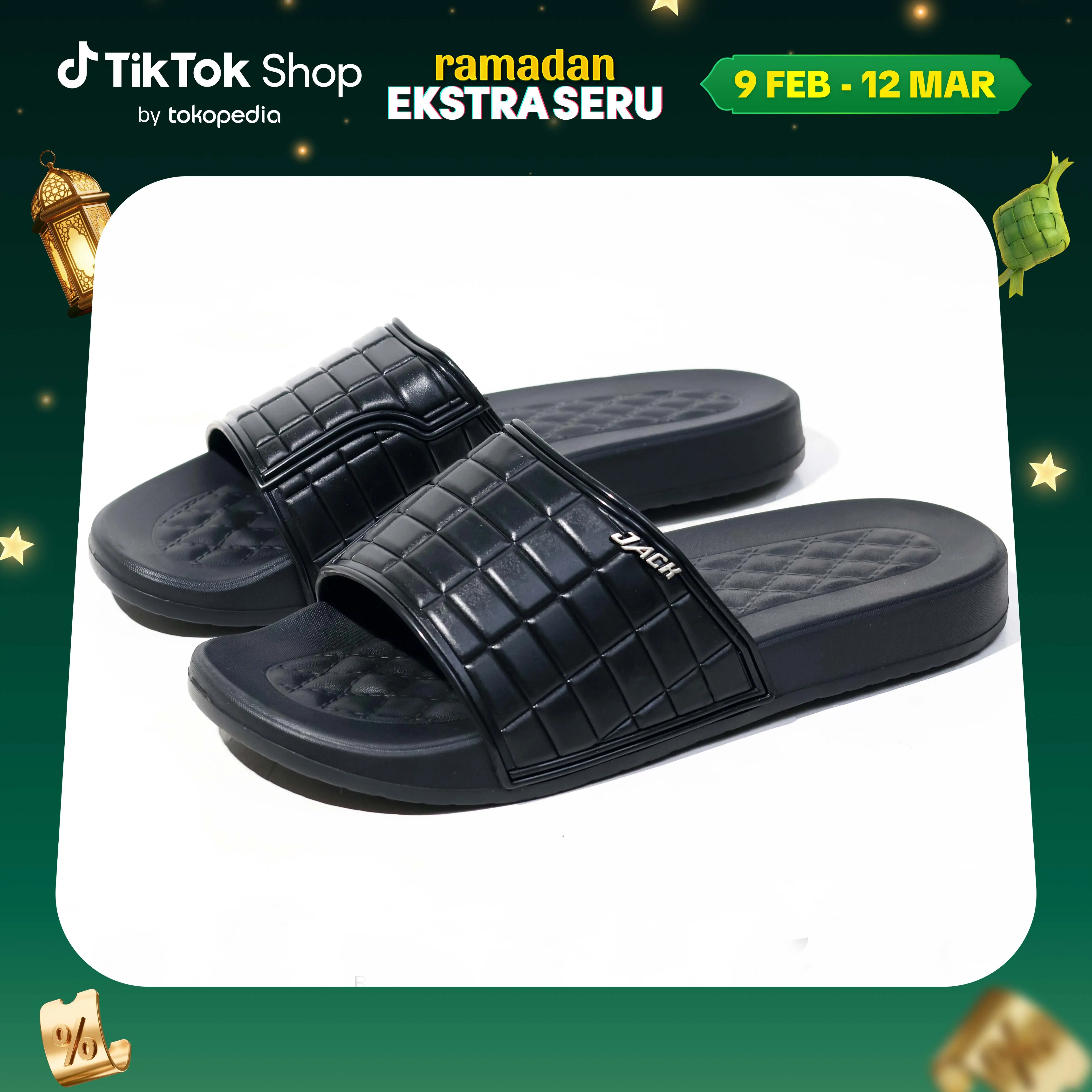 JACK IDN - Sandal Slide Pria Sendal Slop Flip Flop | Sandal Slop Pria LAKOS BLACK
