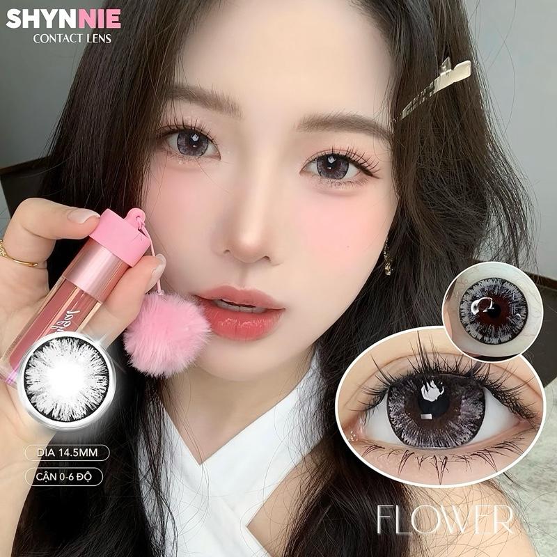 (CẬN 0-6 ĐỘ) 1 CẶP LENS màu GRAY xám mắt mèo vân hoa trong mắt giãn to 14.5mm - SHYNNIE LENS vân đá hoa long lanh phù hợp mang đi tiêc kinhap vân đá girl phố 2