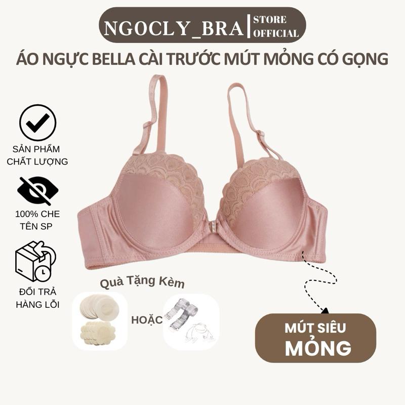  Áo Ngực Nữ Cài Trước BELLA CAO CẤP KHÔNG MÚT Có Gọng Viền Ren | Áo Lót Ren Hoạ N6103 