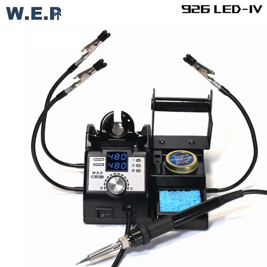 WEP 926 LED IV Soldering Station 3 Channel Dengan Kaca Pembesar dan Jepitan