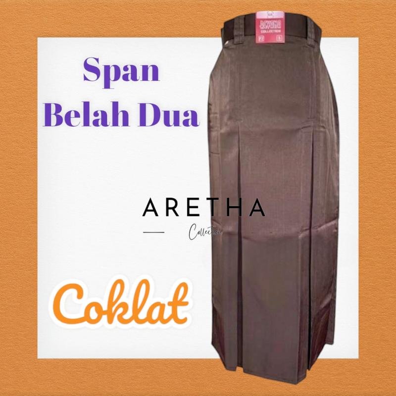 Rok SPAN BELAH DUA Depan Seragam Sekolah Kerja Hitam Putih Coklat Pramuka Biru SMP Abu SMA/SMK Panjang Rempel Formal - Karet, Merah Tebal Basic 2