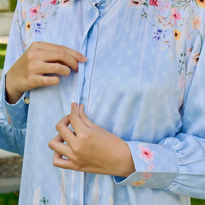 Gabrial YOSI SHIRT Atasan Wanita Exclusive Monogram Printed Limited Gabrial Hijab top Silk Silky Glow Kancing Cantik floral bloom series 4