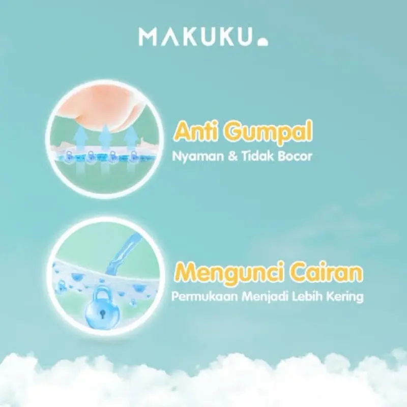 MAKUKU SUPER JUMBO Air Diapers Comfort Fit SAP Size M60+6 L54+6 XL44+6 - MAKUKU POPOK TIPE CELANA 3