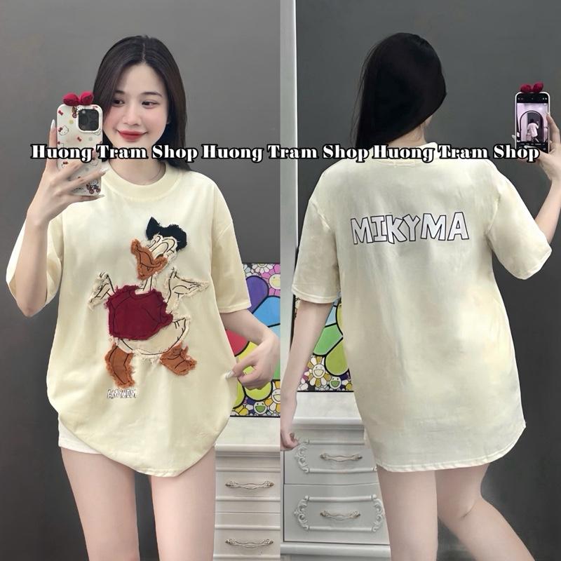 Áo THÊU VỊT VÀ IN MIKIMA - Áo thun Freesize (42-70kg ) Chất cotton 4 chiều mềm mát , form dáng rộng dấu quần , Hương Trầm Shop