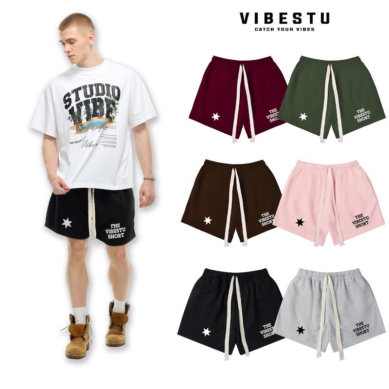 Quần Short Nỉ 2 Da Local Brand VIBESTU STAR Quần Đùi Ngắn Form Unisex Nam Nữ