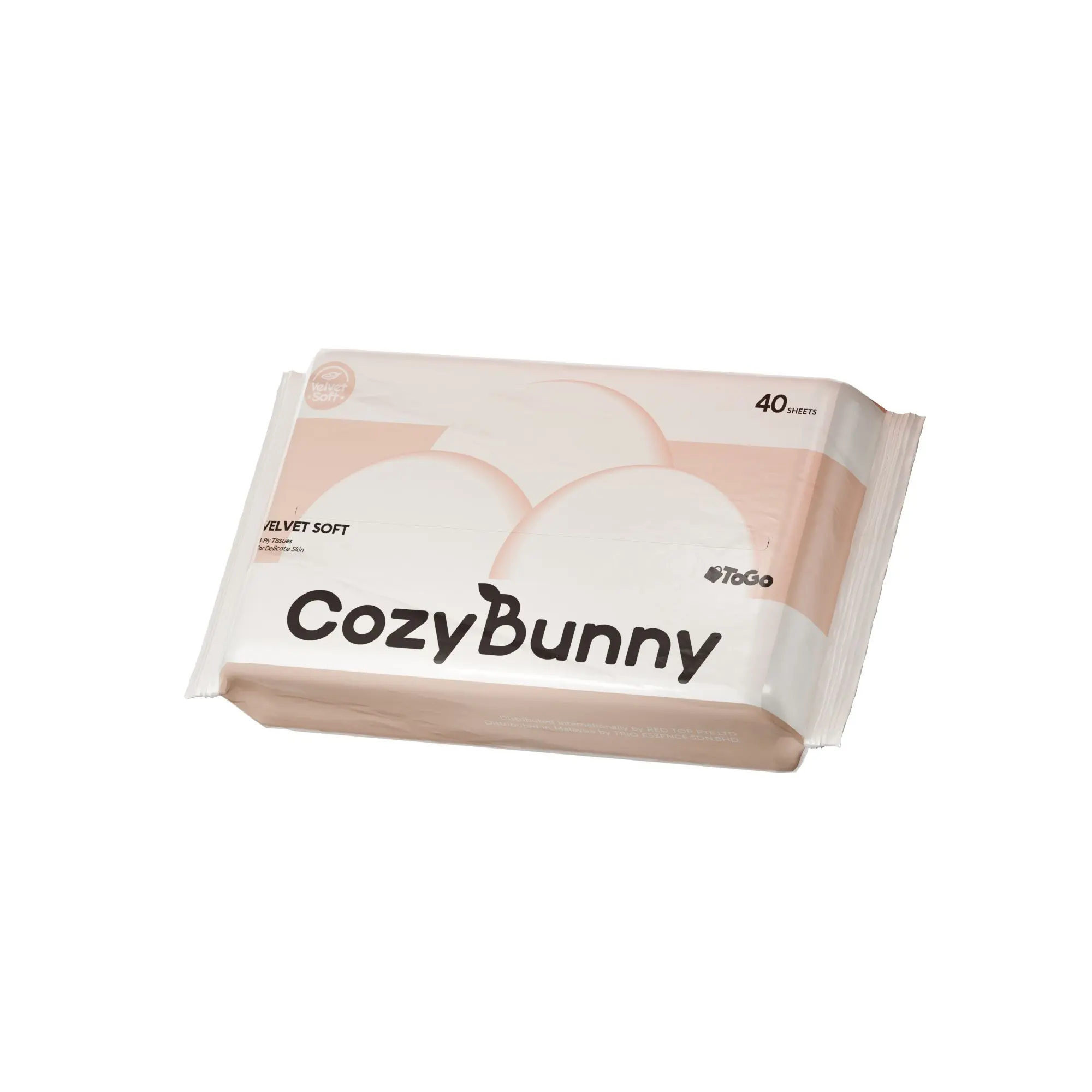 CozyBunny Velvet Soft 4Ply Lotion Facial Tissues (To Go) Bundle 40 Sheets x 2 Packs