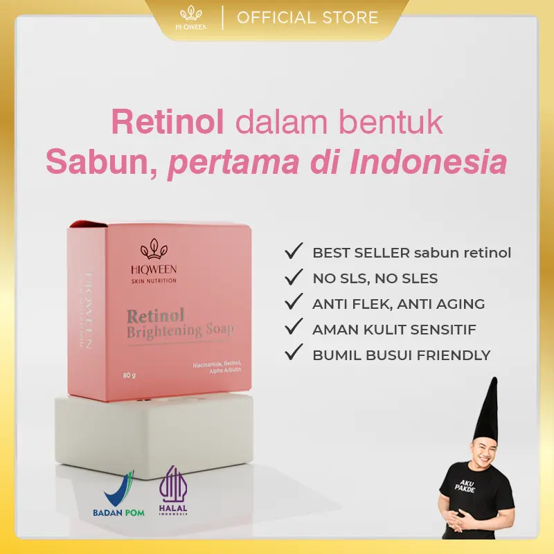 AFF - HIQWEEN SKIN NUTRITION SABUN RETINOL BRIGHTENING SOAP SABUN RETINOL BATANG MENCERAHKAN FLEK HITAM MELASMA Membersihkan Memutihkan
