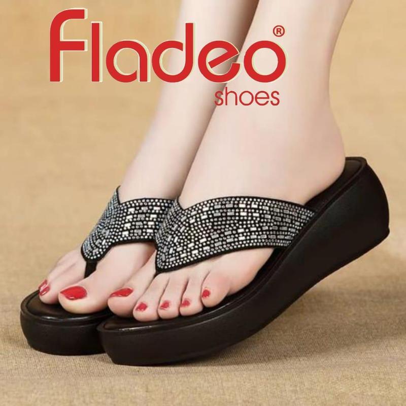Product Introduction of Sandal Wedges Wanita Kekinian/ Sandal Wedges Wanita Model Jepit Manik-Manik Terbaru 12