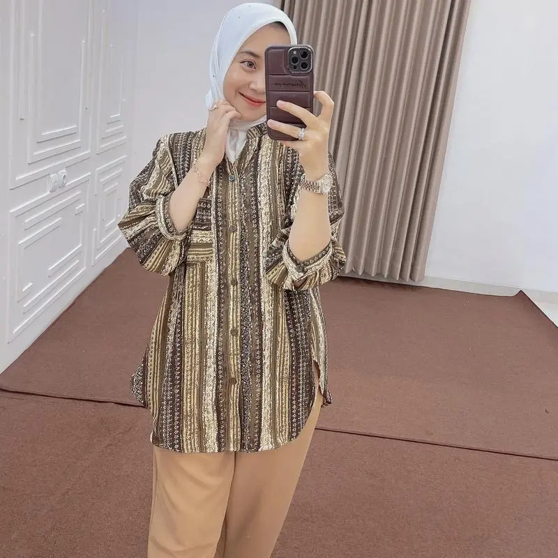 SET CELANA  SETELAN  BLOUSE CELANA CRINKLE  WANITA KEKINIAN SET ANAKPeEREMPUAN TERBARU