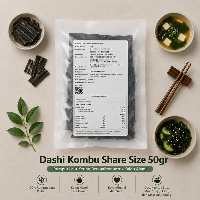 Jual [HRC] Dashi Kombu Share Size 50gr | Konbu Jepang | Rumput Laut ...