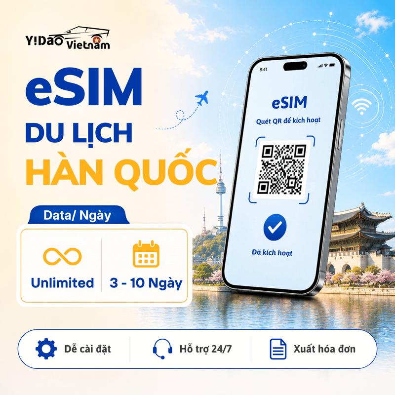 eSIM Du Lịch Hàn Quốc, SIM Hàn Quốc Cài Đặt Nhanh Bằng Mã eSIM, Data Tốc Độ Cao…