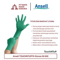 Gambar Ansell TOUCHNTUFF Gloves 92-600 Nitrile Chemical Protection (Sarung Tangan Safety Karet Nitril Bebas Silikon dan Tahan Cairan & Bahan Kimia) Cleaning dari TKK Safety Kab. Sidoarjo 2 Tokopedia