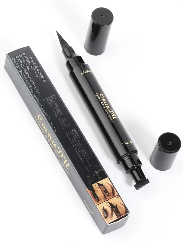STAMP  2in1 CMADU eyeliner bentuk BIG smal dan ujung lancip dengan model atas bawah untuk menebalkan ALIS eyeliner waterproof Black 0
