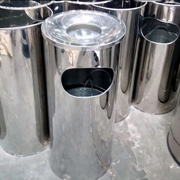 tong sampah bulat stainless asbak,tong sampah bulat stainless murah