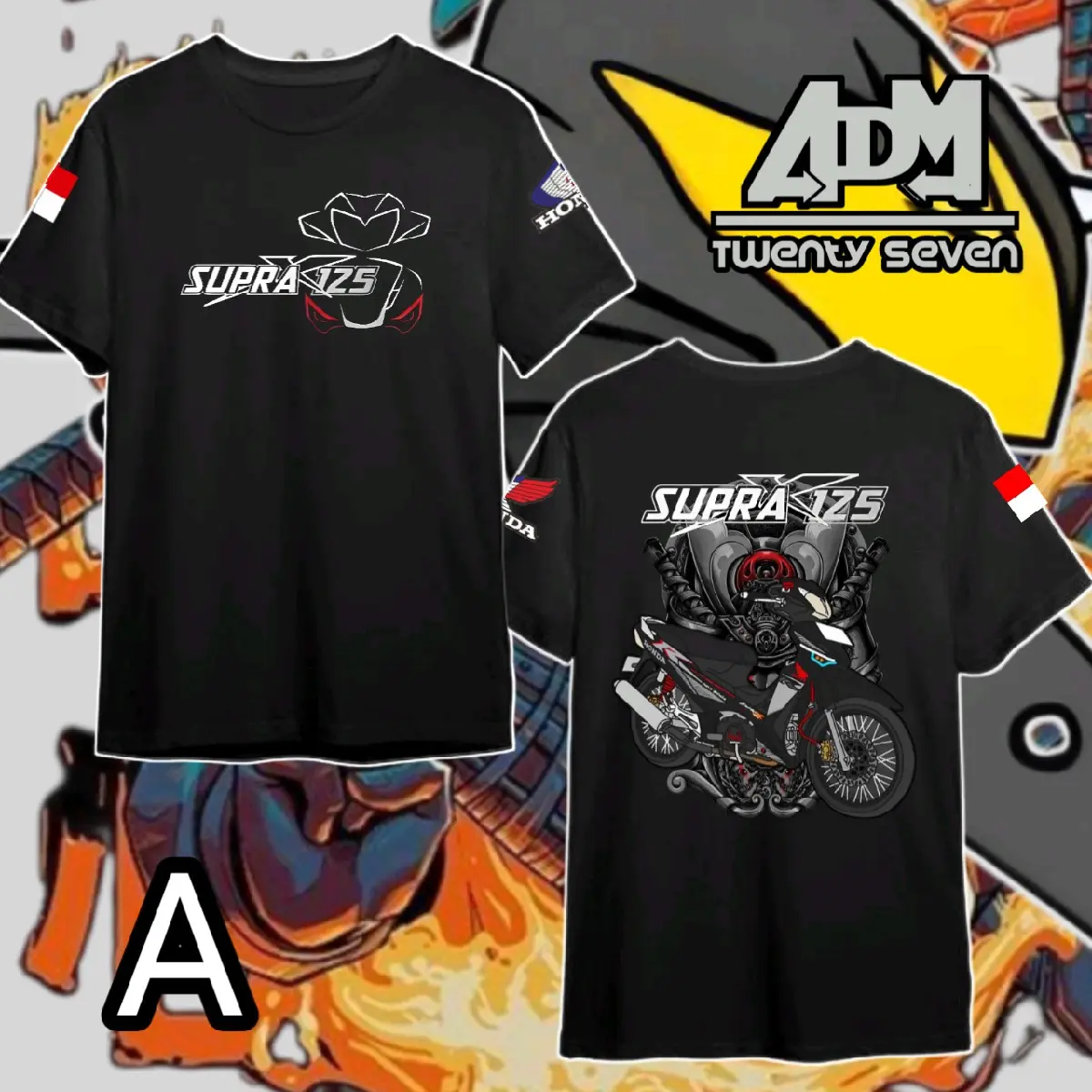 Tshirt Honda Supra x 125 ADM27 Combed Hitam Sablon DTF Import Halus - kaos suprax 125